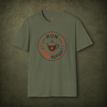 Run Brew Repeat – Badge T-Shirt
