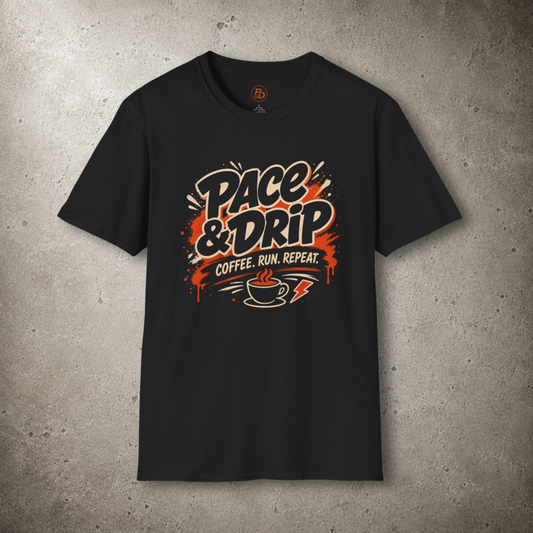 Pace & Drip Coffee. Run. Repeat. T-Shirt