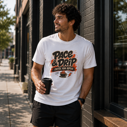 Pace & Drip Coffee. Run. Repeat. T-Shirt