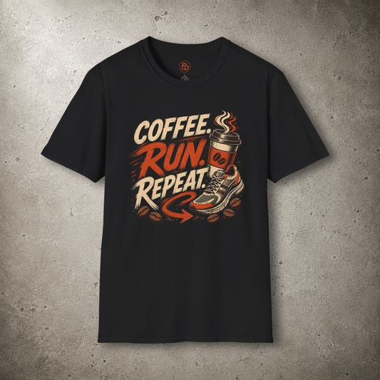 Coffee. Run. Repeat. — Arrow T-Shirt