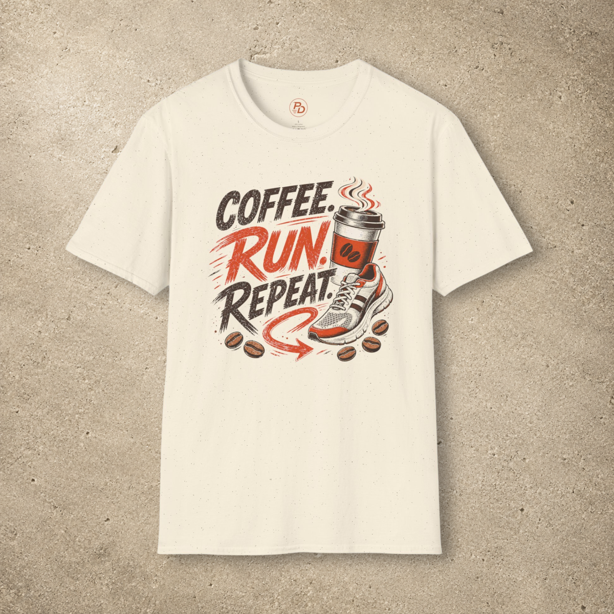 Coffee. Run. Repeat. — Arrow T-Shirt