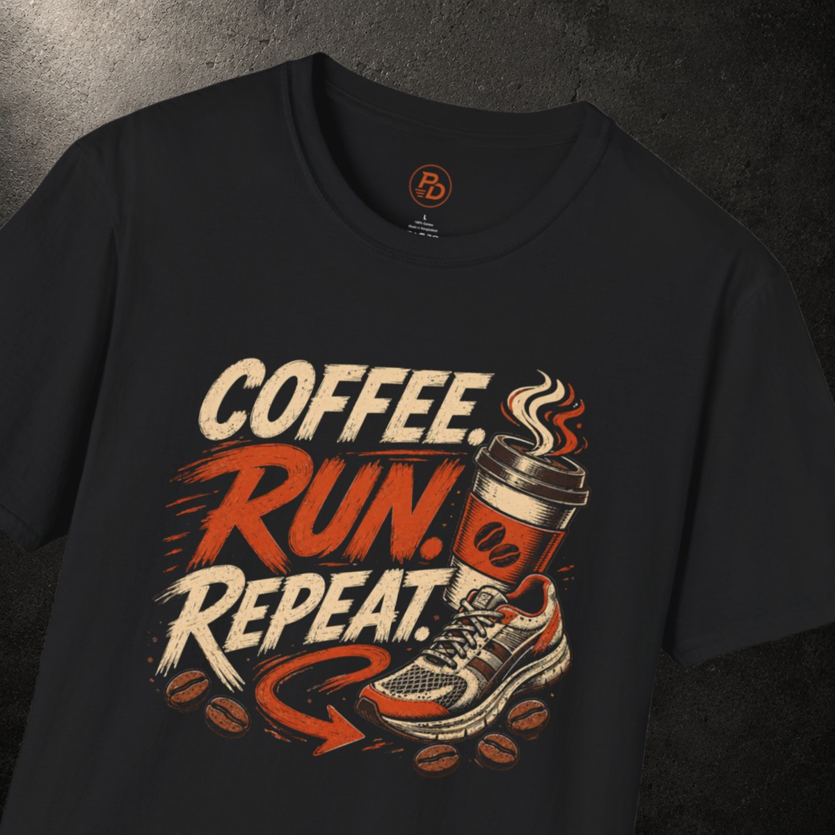 Coffee. Run. Repeat. — Arrow T-Shirt
