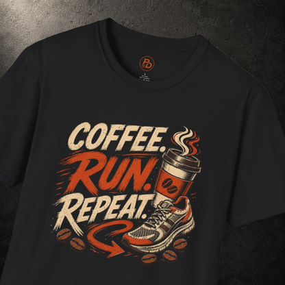 Coffee. Run. Repeat. — Arrow T-Shirt