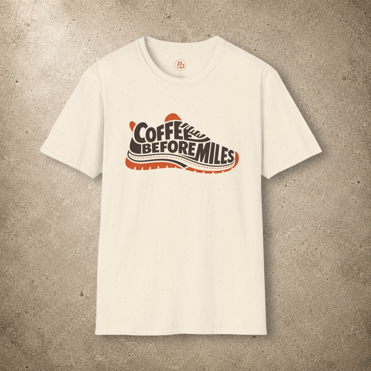 Coffee Before Miles — Runner Shoe T-Shirt