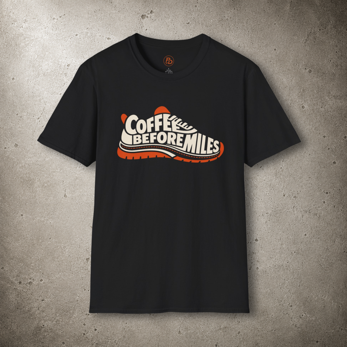Coffee Before Miles — Runner Shoe T-Shirt
