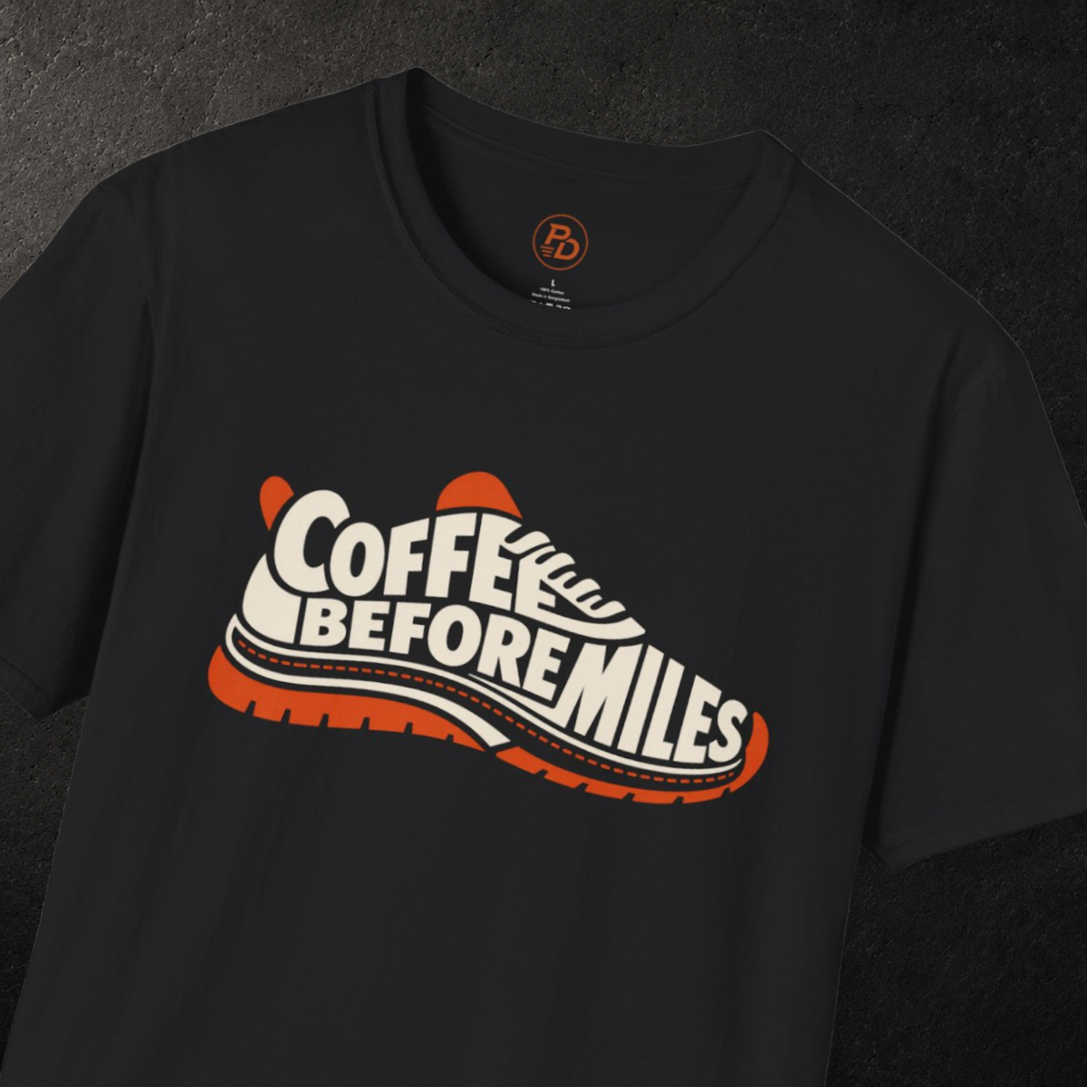 Coffee Before Miles — Runner Shoe T-Shirt