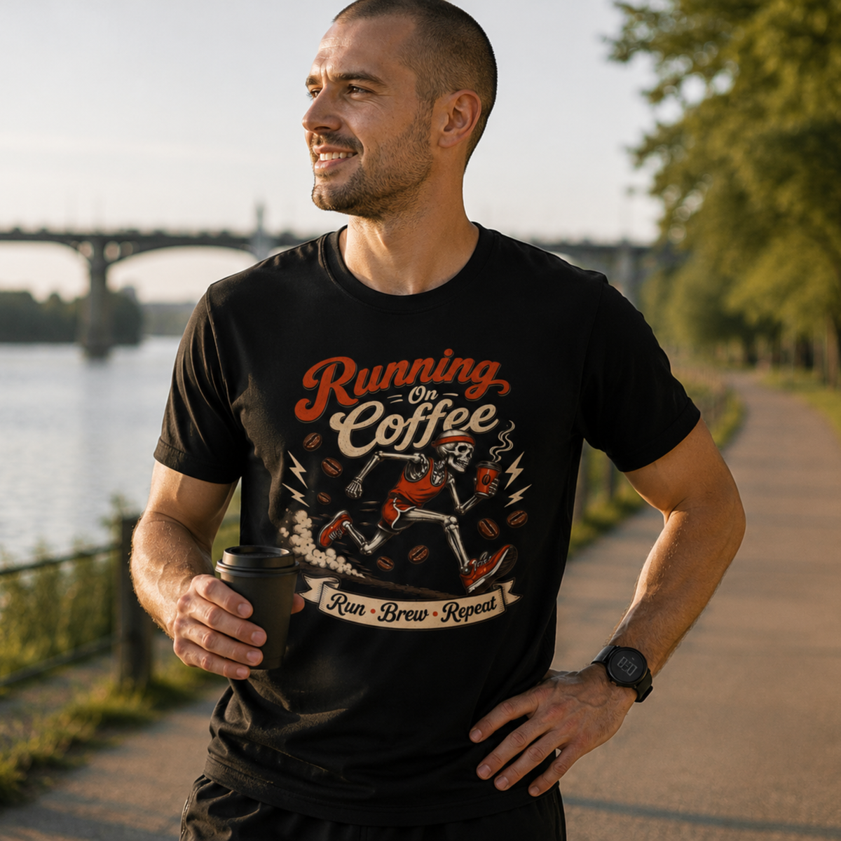Running on Coffee – Run Brew Repeat T-Shirt